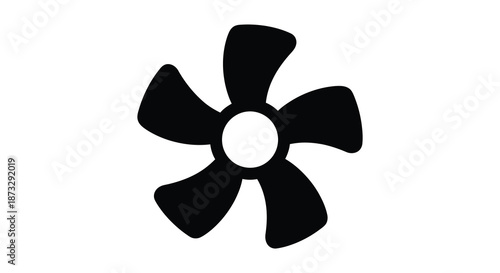 A striking black floral design with five petals and a central void a bold silhouette