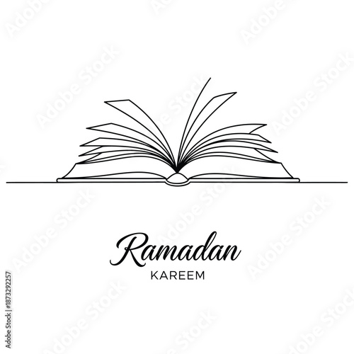 Vector illustration icon ramadan kareem greeting with an open book on white background symbolizing knowledge and spirituality during holy month