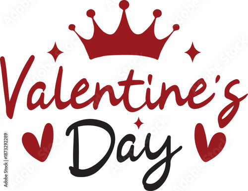 Valentine’s Day typography text on plain white transparent isolated background for card, shirt, hoodie, sweatshirt, apparel, tag, mug, icon, poster or badge