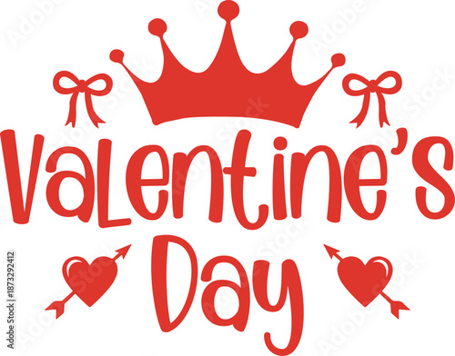 Valentine’s Day typography text on plain white transparent isolated background for card, shirt, hoodie, sweatshirt, apparel, tag, mug, icon, poster or badge