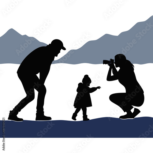 Family photography in mountain landscape