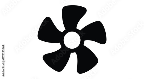 A striking black floral design with five petals and a central void a bold silhouette