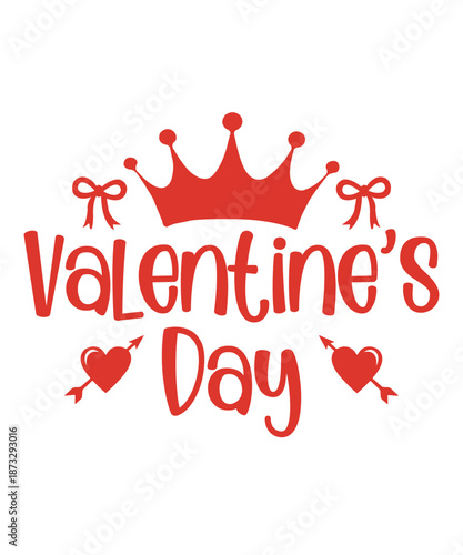 Valentine’s Day typography text on plain white transparent isolated background for card, shirt, hoodie, sweatshirt, apparel, tag, mug, icon, poster or badge