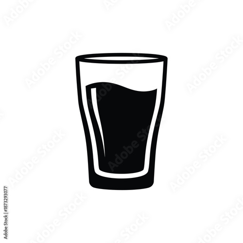 Vector illustration icon a black and white illustration of a glass with liquid inside on a white background