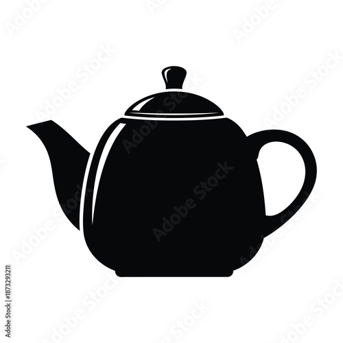 Vector illustration icon black silhouette of a teapot with a handle and spout on isolated white background
