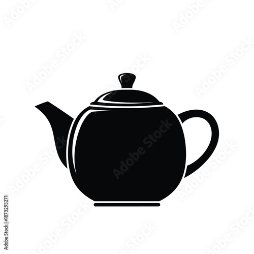 Vector illustration icon black silhouette of a teapot with a handle and spout isolated on white background