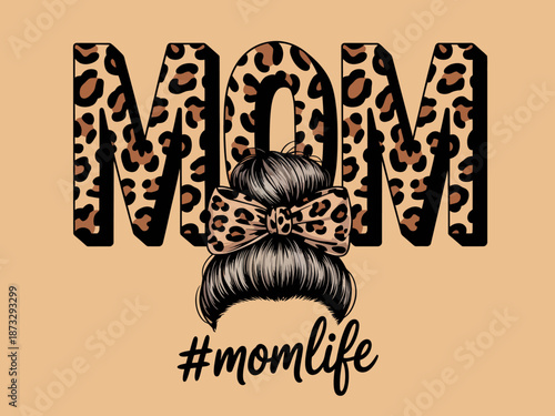 The image features stylish typography stating 'MOM' with a hair design, celebrating motherhood and acknowledging the unique and chic journey of being a mom with flair and personality.