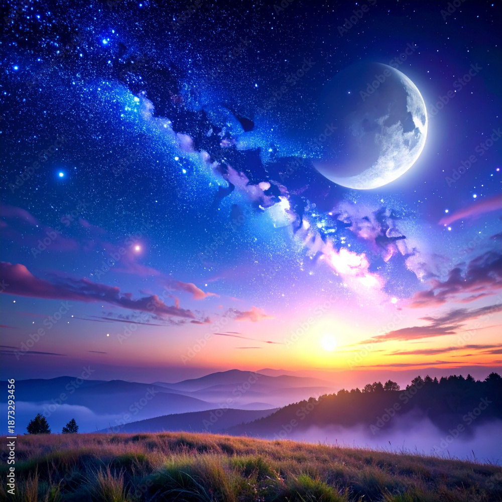 Fototapeta premium night sky and moon