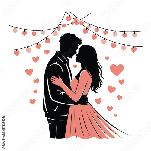 Valentine Love Silhouette Illustration
