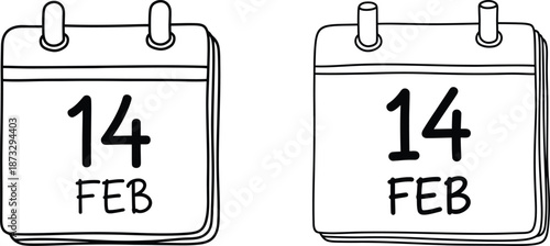 Calendars with heart and broken heart illustration