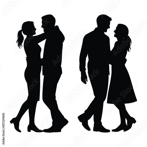 Emotional Couple Interaction Silhouettes