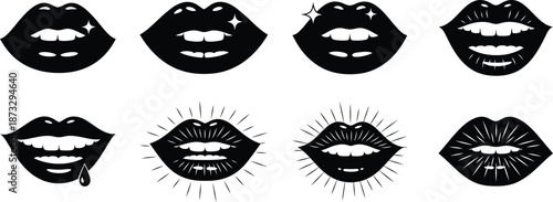 Black and white lip illustrations illustration
