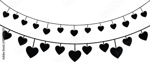 Black heart garland decoration illustration