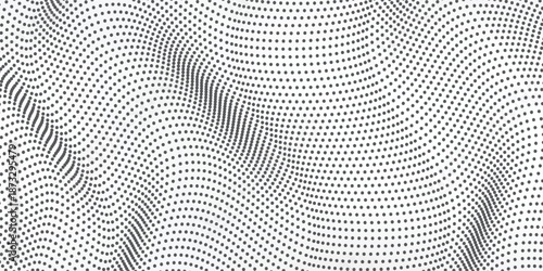 Abstract Wavy Halftone Pattern with Flowing Dots and Lines.