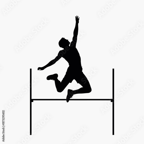 The image captures a dynamic silhouette of an athlete jumping over a bar, showcasing athleticism and determination, epitomizing the spirit of competition and sportsmanship.