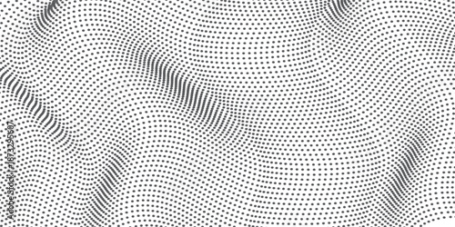 Abstract Wavy Grid Pattern in Black and White.