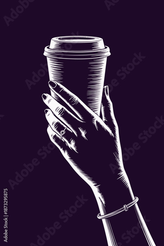 A stylized illustration of a hand holding a coffee cup, capturing the essence of comfort and warmth that a favorite beverage brings to everyday life.