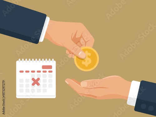 A clean and professional illustration depicting a hand transferring a coin, emphasizing business transactions, commerce, and financial dealings in a modern context.