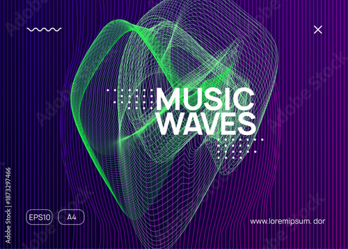 Party Set. Concert Invite. Blue Dance Design. Sound Poster. Green Fest Magazine. Psychedelic Disco Illustration. Night Club Festival Graphic. Pink Party Set