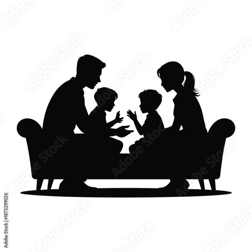 Parent Child Bonding Silhouette Illustration
