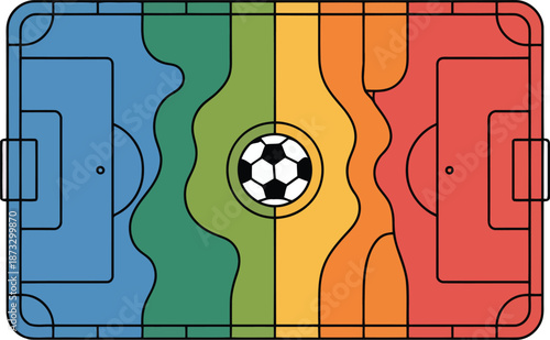 Colorful soccer field vector illustration