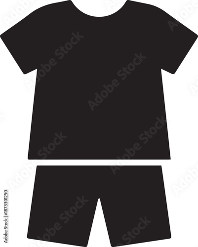 Black t-shirt and shorts isolated on white background, Vector, illustration