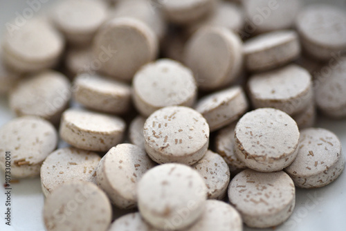 Brewer´s yeast pills as background