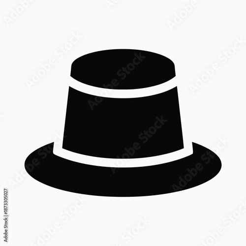 Classic black top hat isolated on white background, Vector, illustration