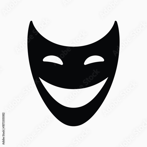 Joyful theatre mask isolated on white background, Vector, illustration
