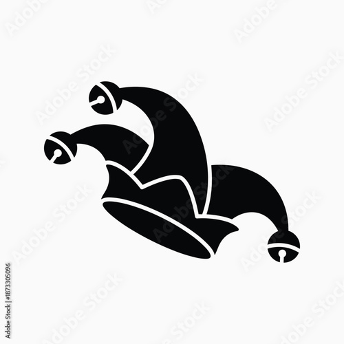Jester hat silhouette isolated on white background, Vector, illustration