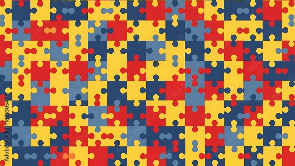 Fototapeta premium Colorful puzzle pieces forming an abstract pattern