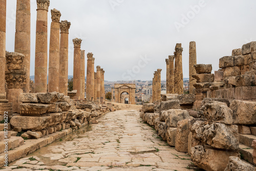 Ruins of ancient Roman city of Gerasa in Jerash, Jordan