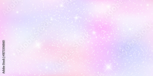 Unicorn magical bokeh background with pastel rainbow gradient and sparkling stars for fantasy design. Soft pink, purple and blue colors with glowing light effects. Dreamy fairy tale atmosphere.