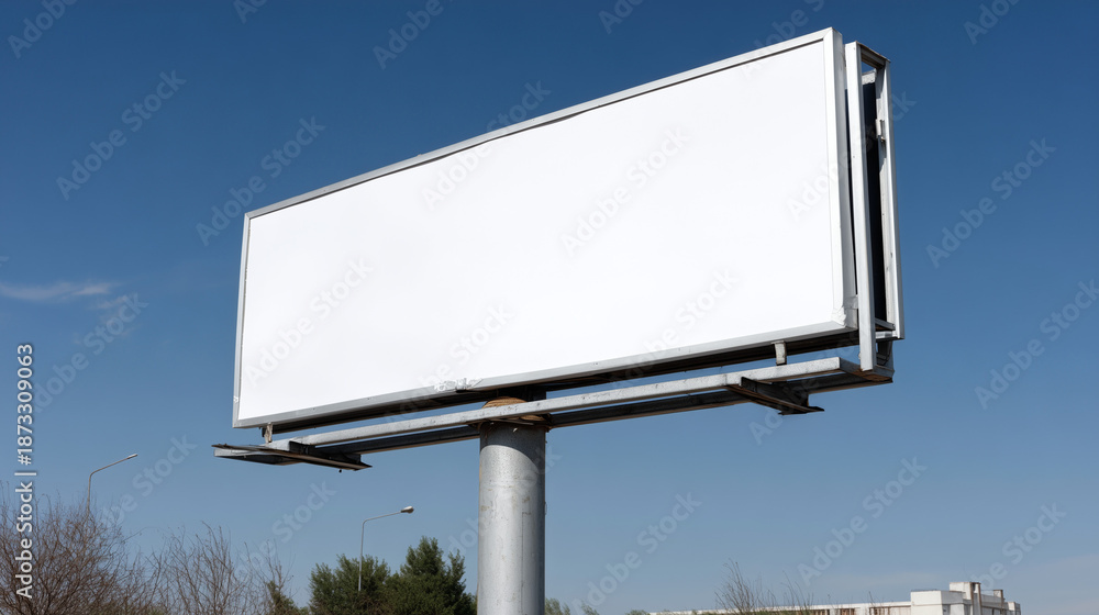 Obraz premium blank billboard on blue sky background