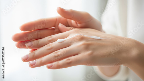 Wallpaper Mural ハンドクリームを塗る女性の手 しっとり保湿と潤い Torontodigital.ca