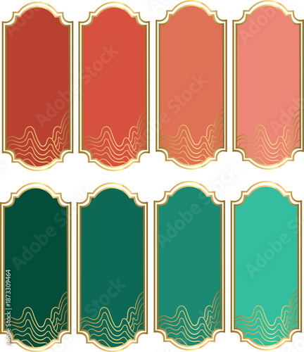Traditional Chinese Decorative Frames Set in Red, Green and Gold