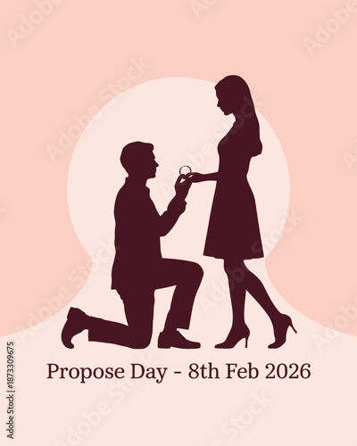 Silhouette of a man proposing to a woman on Propose Day 2026