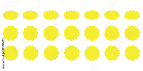 NEW Sticker Set Zigzag Discount Price Drop Special Price Campaign Fair Decoration Adornment Seal Stamp. Set of new arrival shop product tag icon. New labels or sale badges and banners vector sticker