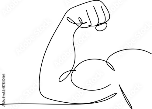 Single of a flexed bicep muscle with a clenched fist strength