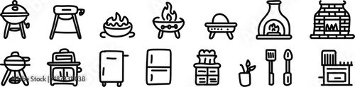Kitchen Utensils and Appliances Line Icons
