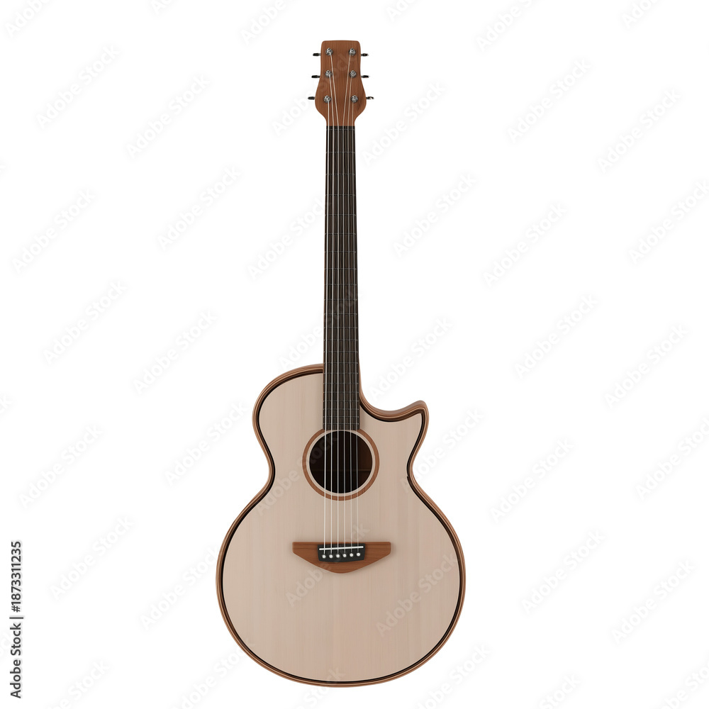 Naklejka premium Light Wood Acoustic Guitar with Minimalist Design Keywords: acoustic guitar isolated on a transparent background