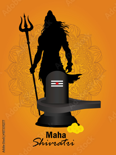 Maha Shivaratri festival vector background, lord Shivan line art and background image, Indian celebration and culture, om namah shivya