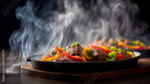 Wallpaper Mural Sizzling fajita skillet with smoke Torontodigital.ca