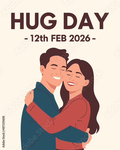 Couple Hugging on Hug Day with Date 12th February 2026