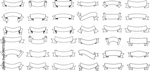 banner scribble vintage scroll icon doodle hand drawn vector line art design.eps