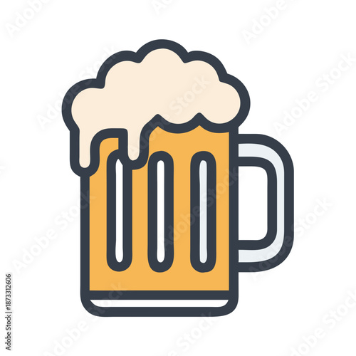 A refreshing frothy beer mug icon with a full head of foam, perfect for beverage designs Vector