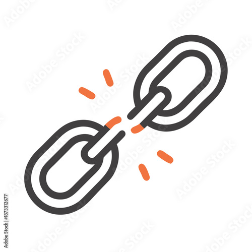 A broken chain link icon symbolizing disconnection, error, or a weak point Vector