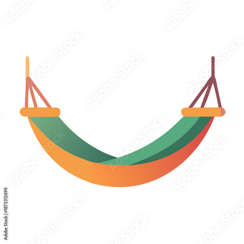 A vibrant flat design illustration of a multi-colored hammock, symbolizing ultimate relaxation and leisure time Vector