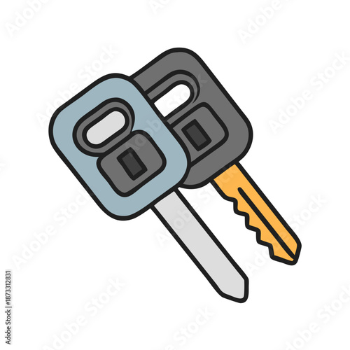Modern car keys icon illustration with remote fobs for vehicle access and security Vector