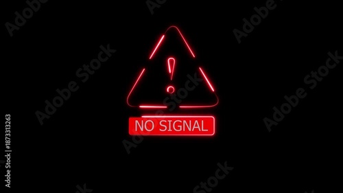 No Signal Cyber Attack Warning Message Animation, Virus and Malware Security Alert.